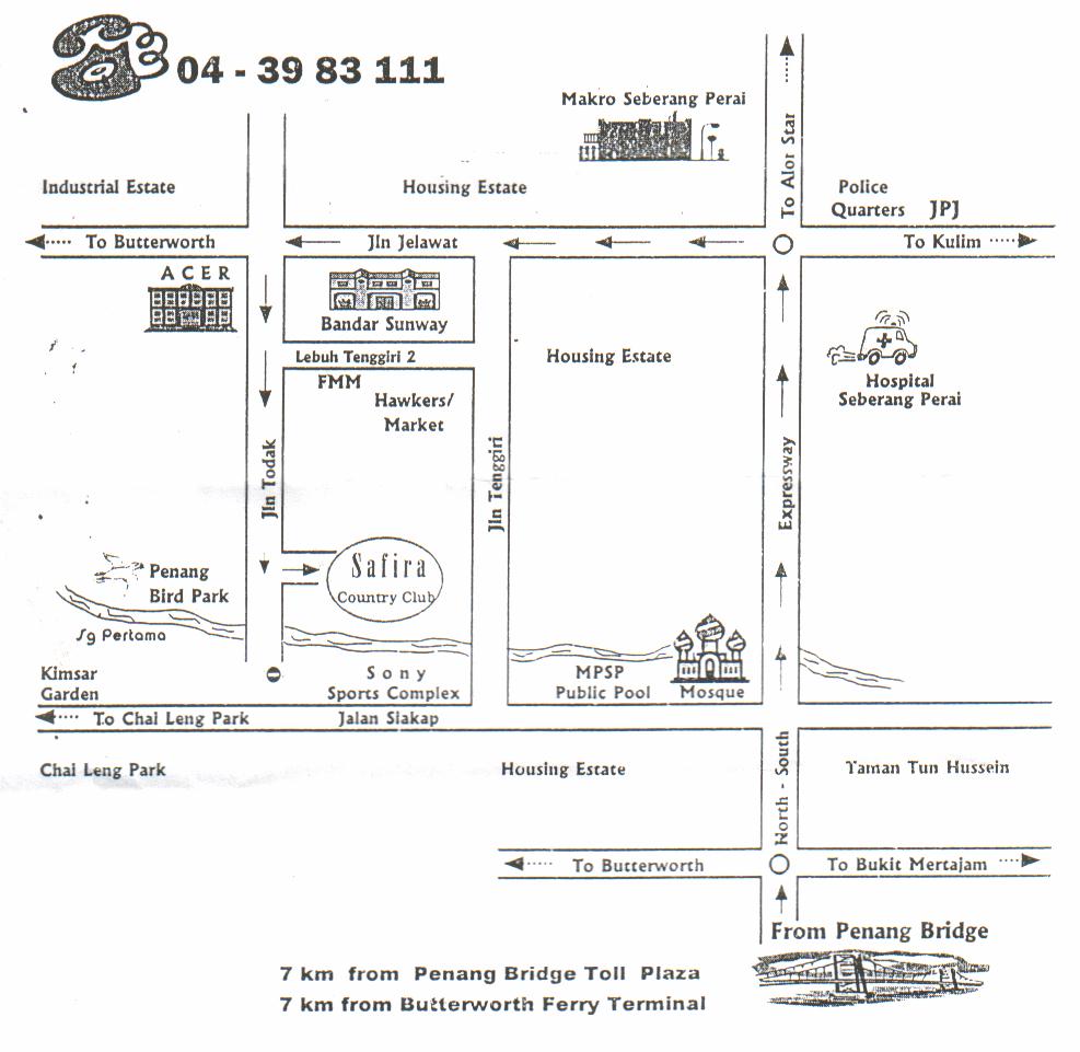Road Map to Seberang Jaya Toasmasters Club (within the precint of Safira Country  Club Resort)